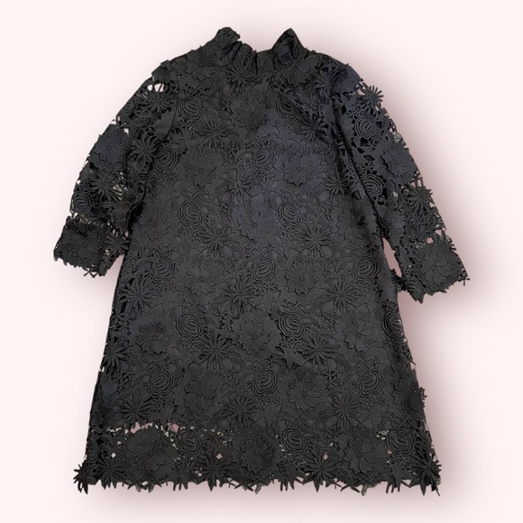 TUCKERNUCK Guipure Black Lace Daphne Dress With Bow Women’s L - Picture 7 of 10